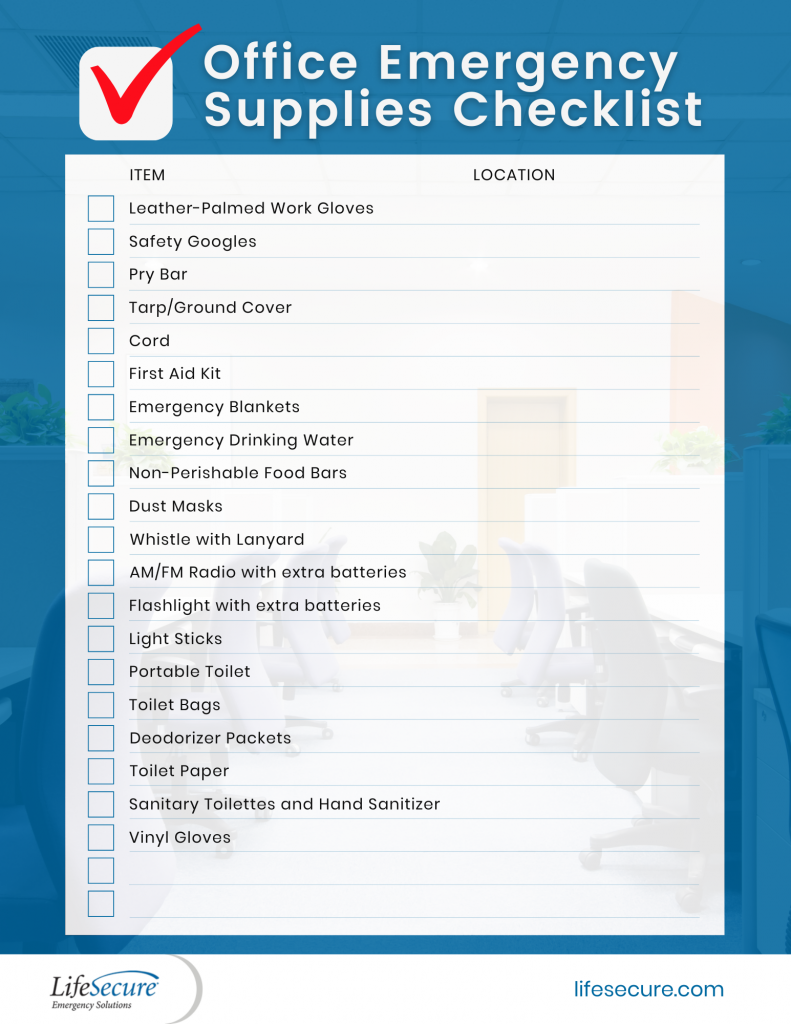 Office Emergency Kit Checklist  LifeSecure Emergency Solutions