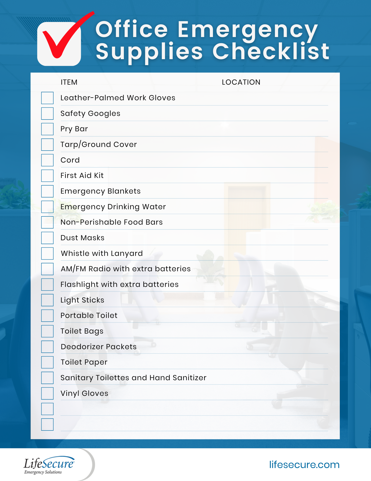 Office Emergency Supplies Checklist 